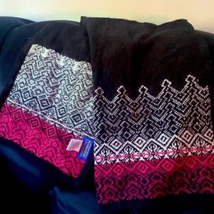 Pendleton lambs wool scarf pink white black winter scarf